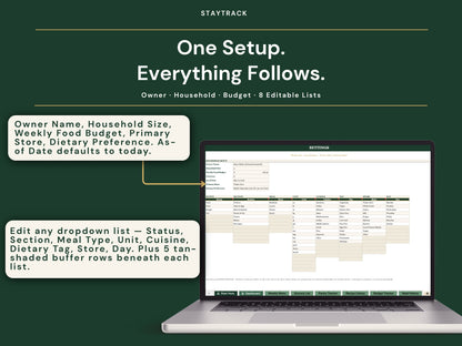 Meal Planner Spreadsheet — Weekly Menu, Auto Grocery List, Recipe Library & Budget (Google Sheets & Excel)