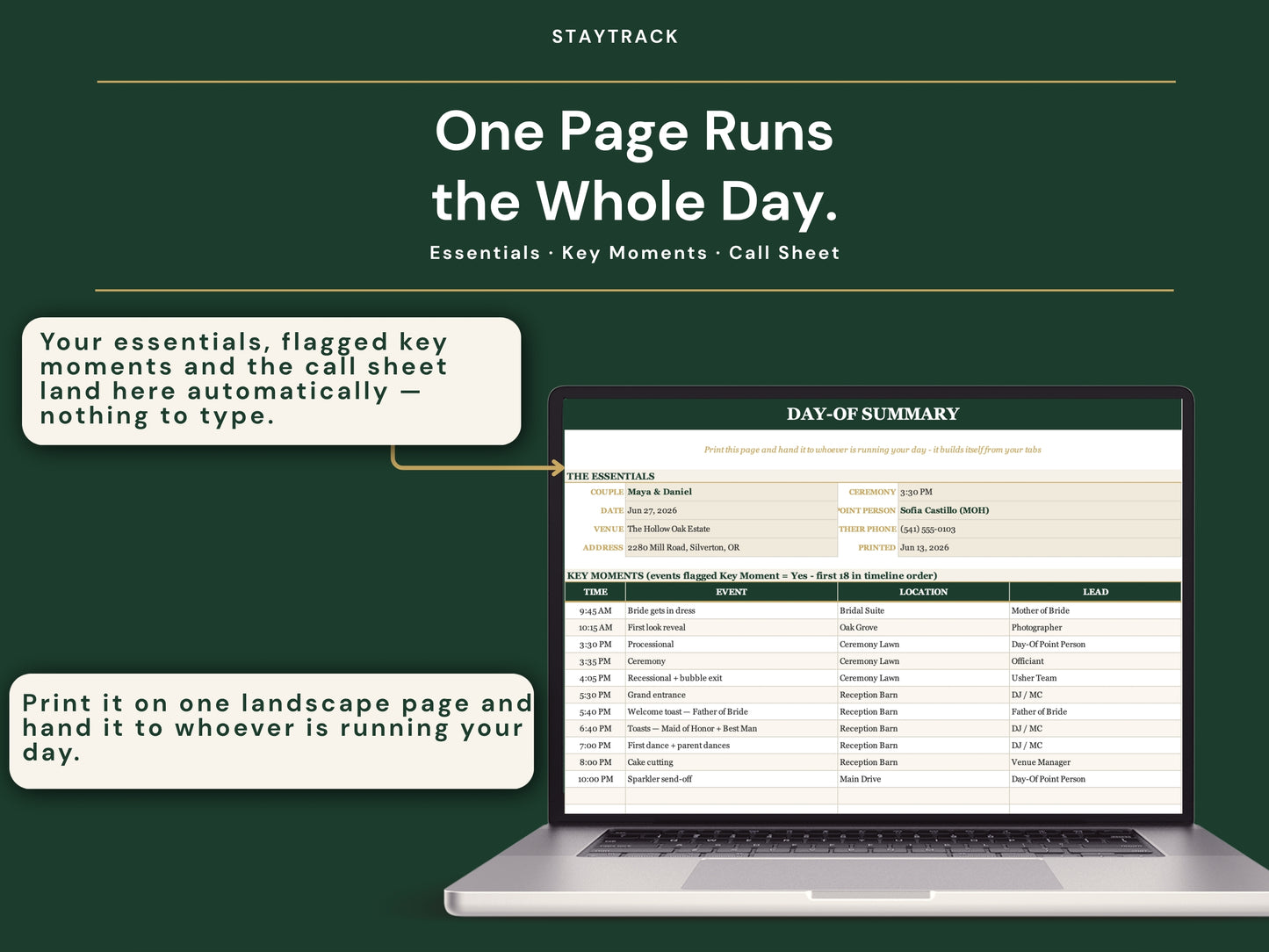 Wedding Day Timeline Template — Run of Show, Vendor Schedule & Printable Day-Of Summary (Google Sheets & Excel)
