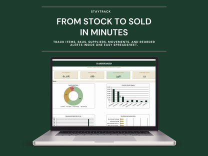 Inventory Management Spreadsheet — Multi-SKU Stock, Reorder Alerts & ABC Analysis (Google Sheets & Excel)