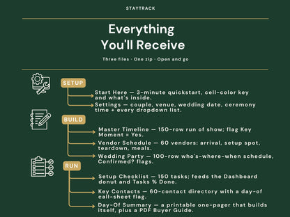 Wedding Day Timeline Template — Run of Show, Vendor Schedule & Printable Day-Of Summary (Google Sheets & Excel)