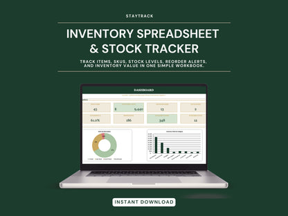 Inventory Management Spreadsheet — Multi-SKU Stock, Reorder Alerts & ABC Analysis (Google Sheets & Excel)