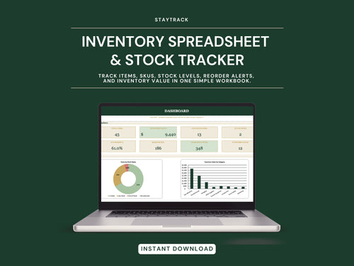 Inventory Management Spreadsheet — Multi-SKU Stock, Reorder Alerts & ABC Analysis (Google Sheets & Excel)