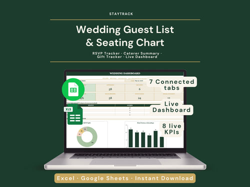Wedding Guest List & Seating Chart Template — RSVP, Meal & Gift Tracker (Google Sheets & Excel)