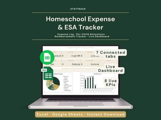 Homeschool Expense & ESA Tracker — Expense Log, Allocations & Audit-Ready Records (Google Sheets & Excel)