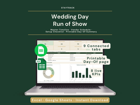 Wedding Day Timeline Template — Run of Show, Vendor Schedule & Printable Day-Of Summary (Google Sheets & Excel)