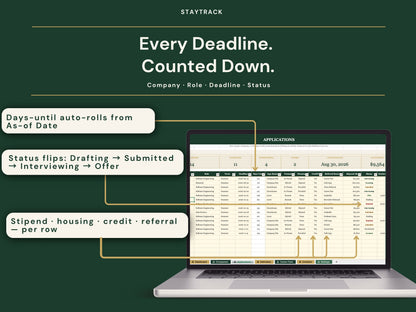 Internship Tracker Spreadsheet — Applications, Interviews & Career Fairs (Google Sheets & Excel)