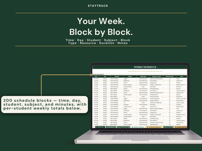 Homeschool Planner — Year-at-a-Glance, Weekly Schedule & Lesson Plans (Google Sheets & Excel)