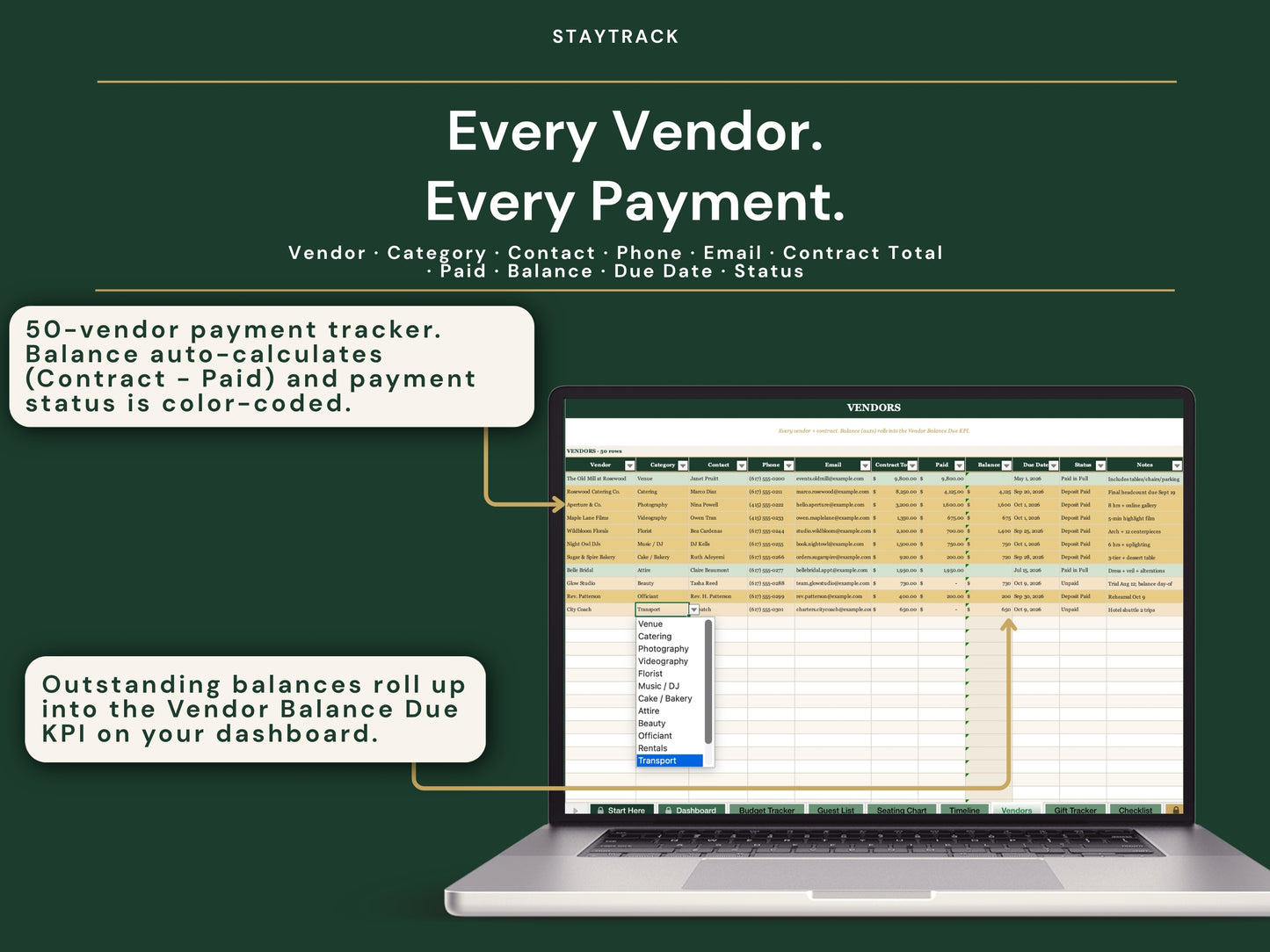 Complete Wedding Planner Spreadsheet — Budget, Guest List, Seating, Timeline & 12-Month Checklist (Google Sheets & Excel)