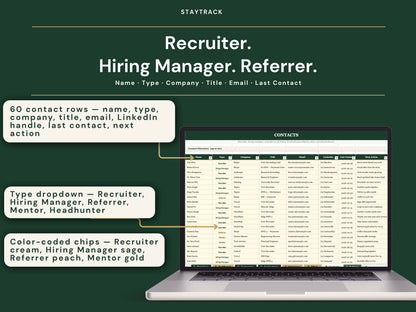 Job Application Tracker Spreadsheet — Applications, Interviews, Offers & Contacts (Google Sheets & Excel)