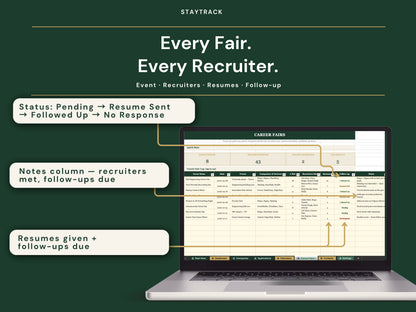 Internship Tracker Spreadsheet — Applications, Interviews & Career Fairs (Google Sheets & Excel)