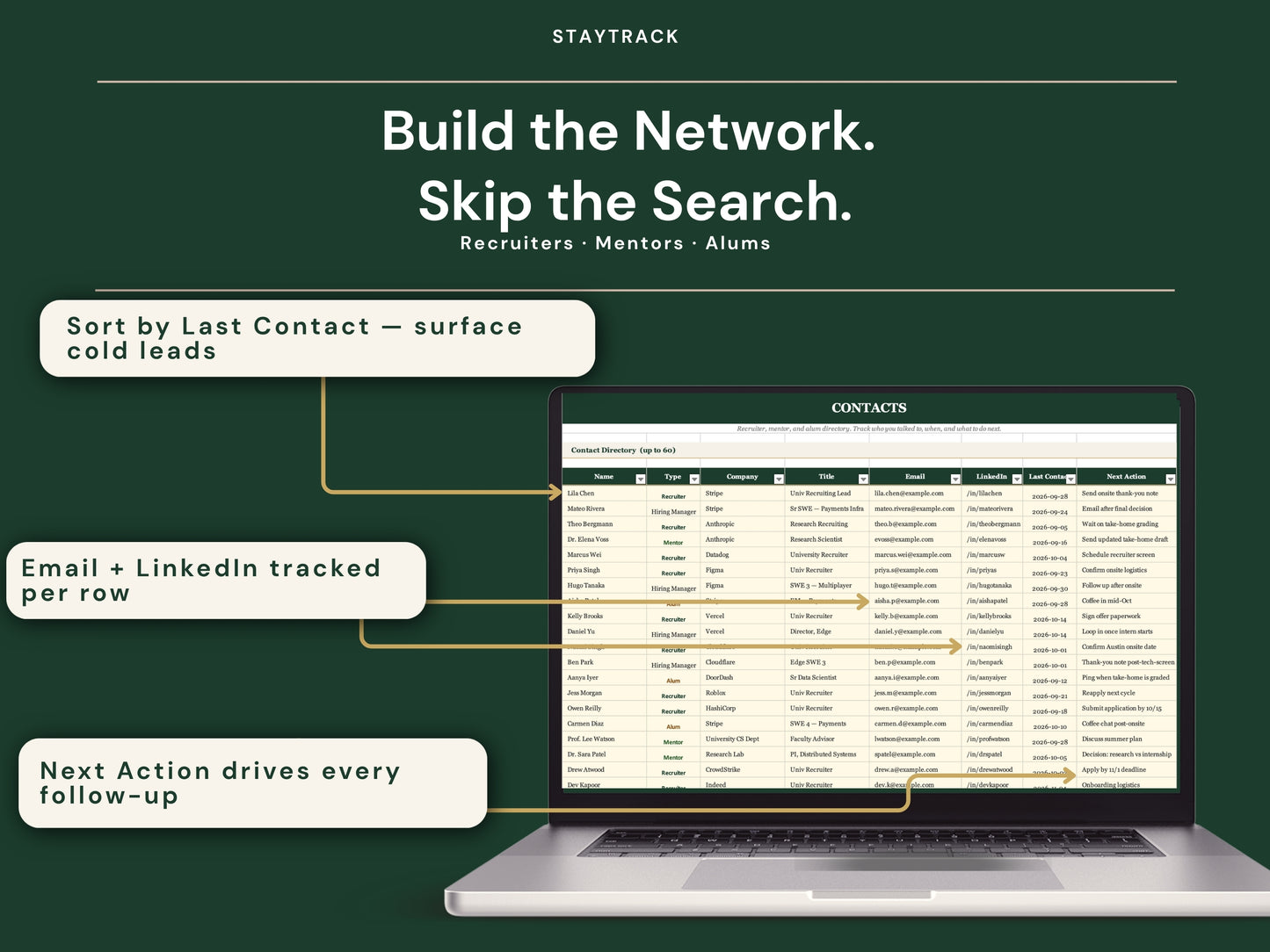 Internship Tracker Spreadsheet — Applications, Interviews & Career Fairs (Google Sheets & Excel)