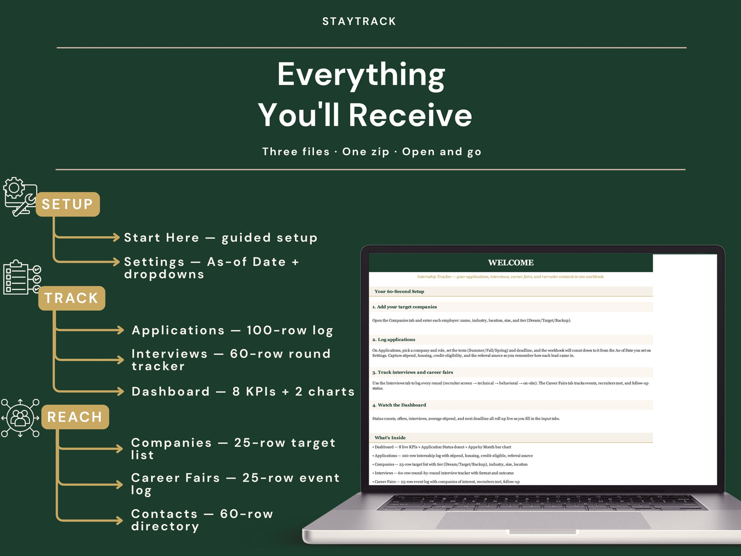 Internship Tracker Spreadsheet — Applications, Interviews & Career Fairs (Google Sheets & Excel)