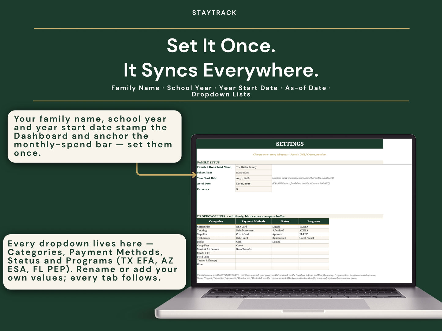Homeschool Expense & ESA Tracker — Expense Log, Allocations & Audit-Ready Records (Google Sheets & Excel)