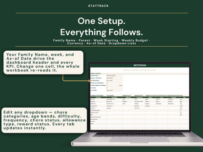Family Chore Chart & Allowance Tracker — Points, Rewards & Leaderboard (Google Sheets & Excel)