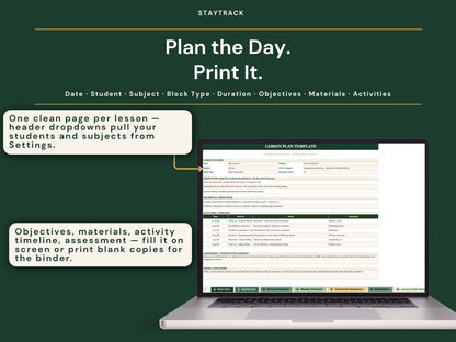 Homeschool Planner — Year-at-a-Glance, Weekly Schedule & Lesson Plans (Google Sheets & Excel)