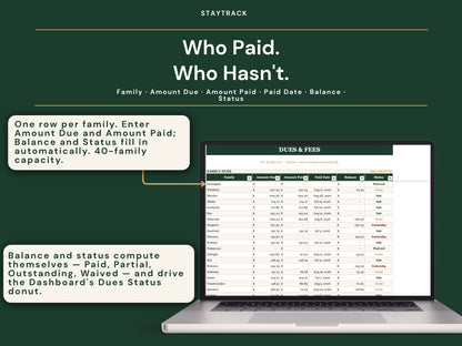 Homeschool Co-op Planner — Roster, Classes, Enrollment, Volunteer & Dues Tracker (Google Sheets & Excel)