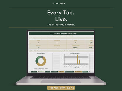College Application Tracker Spreadsheet — Schools, Deadlines, Essays & Scholarships (Google Sheets & Excel)