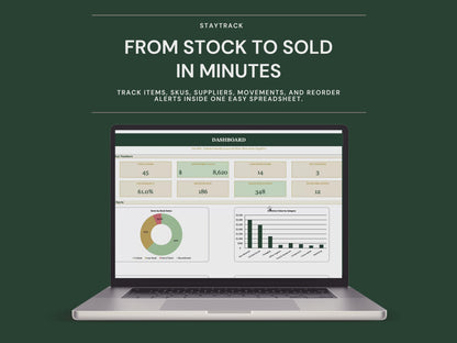 Inventory Management Spreadsheet — Multi-SKU Stock, Reorder Alerts & ABC Analysis (Google Sheets & Excel)