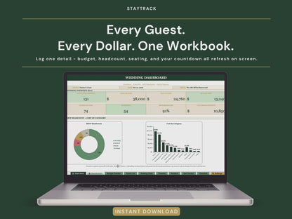 Complete Wedding Planner Spreadsheet — Budget, Guest List, Seating, Timeline & 12-Month Checklist (Google Sheets & Excel)