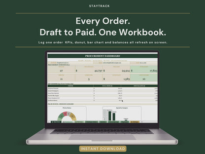 Purchase Order & Vendor Tracker Spreadsheet — Branded POs, Receiving & Payments (Google Sheets & Excel)