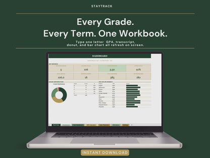 Homeschool Transcript & Gradebook — GPA Calculator + Attendance Tracker (Google Sheets & Excel)